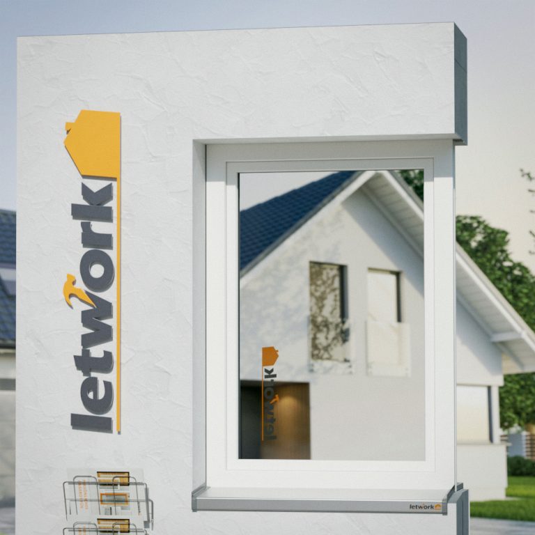Kunststofffenster Kömmerling 76 MD in Gesamtansicht als Ausstellungsprodukt
