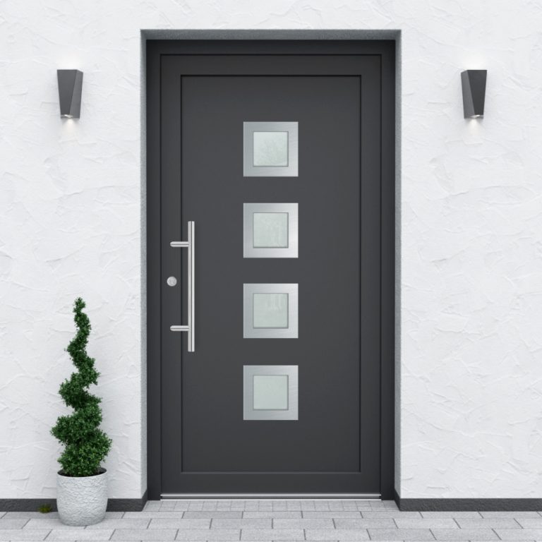 Türfüllung Design 850 in Anthrazit mit vier Glaseinsätzen