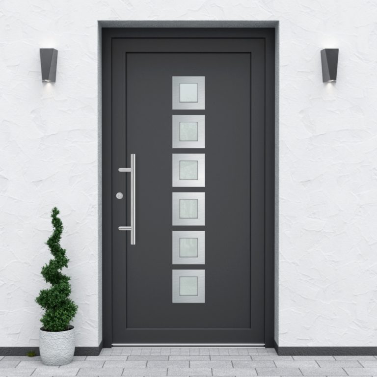 Türfüllung Design 853 in Anthrazit mit sechs Glaseinsätzen