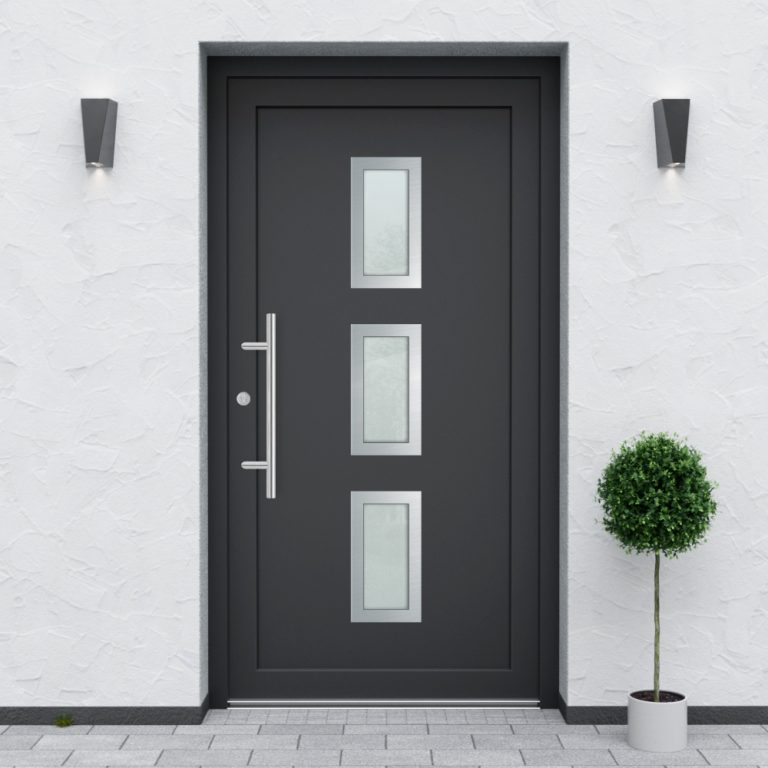 Türfüllung Design 8541 in Anthrazit mit 3 Glaseinsätzen