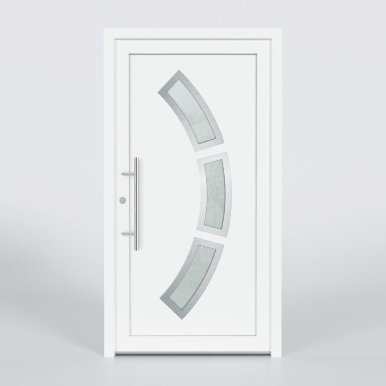 Türfüllung Design 870 in Weiß mit drei Glaseinsätzen