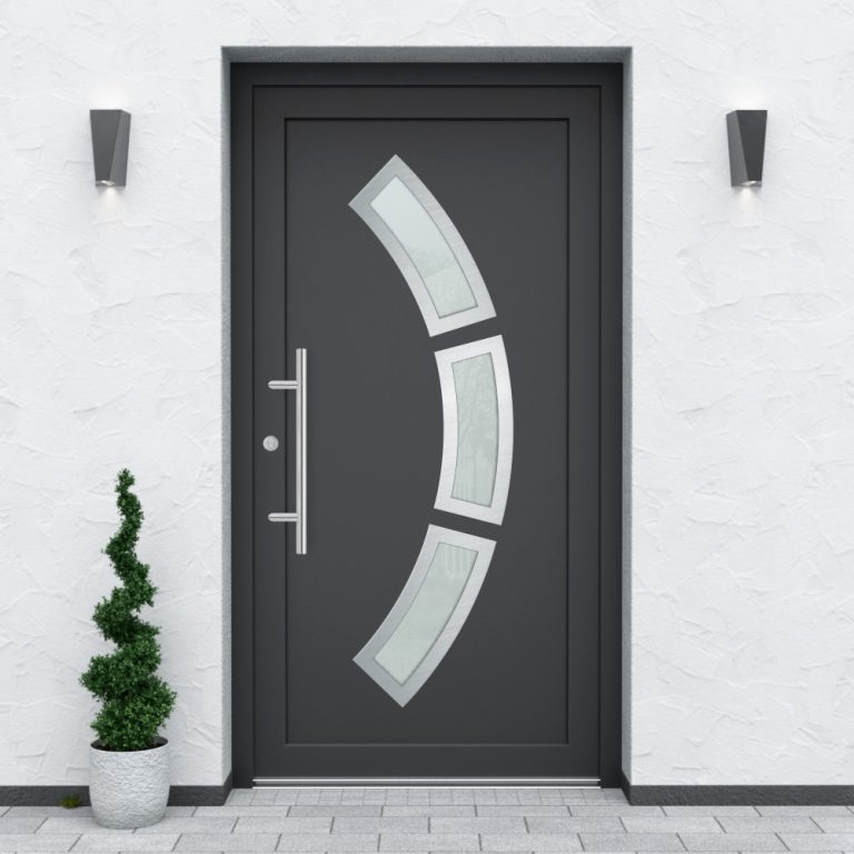 Türfüllung Design 870 in Anthrazit mit drei Glaseinsätzen