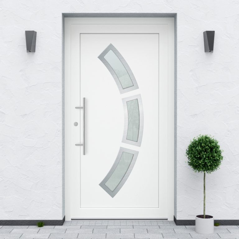 Türfüllung Design 870 in Weiß mit drei Glaseinsätzen