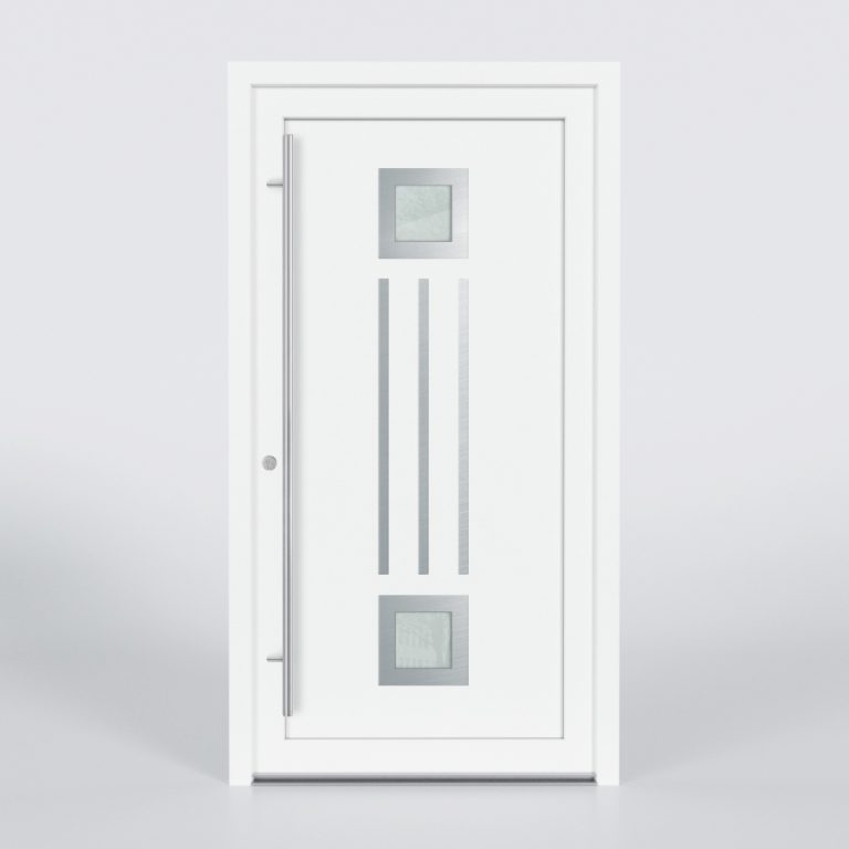 Türfüllung Design 527 in Weiß mit zwei quadratischen Glaseinsätzen