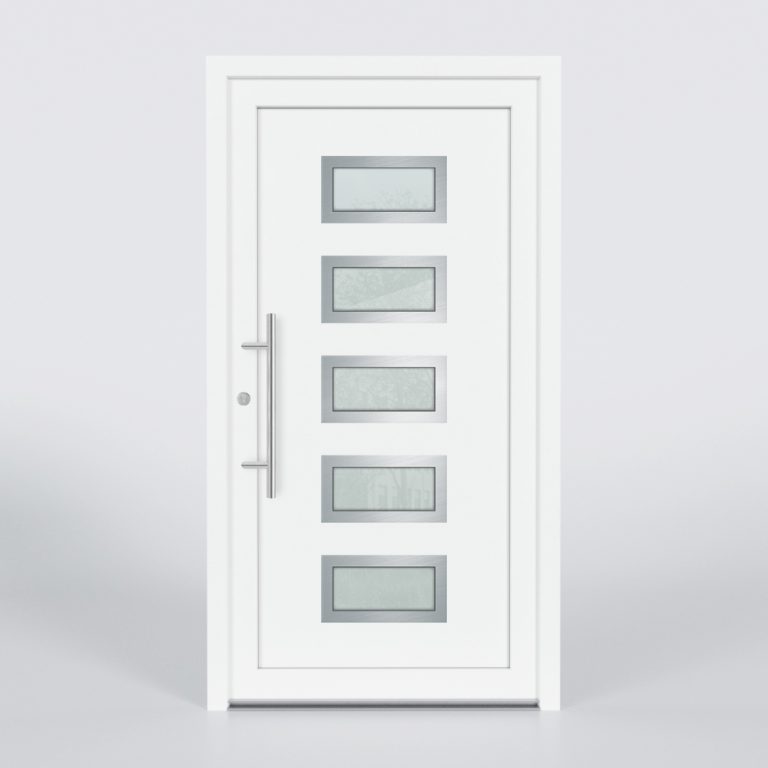 Türfüllung Design 8551 in Weiß mit 5 Glaseinsätzen