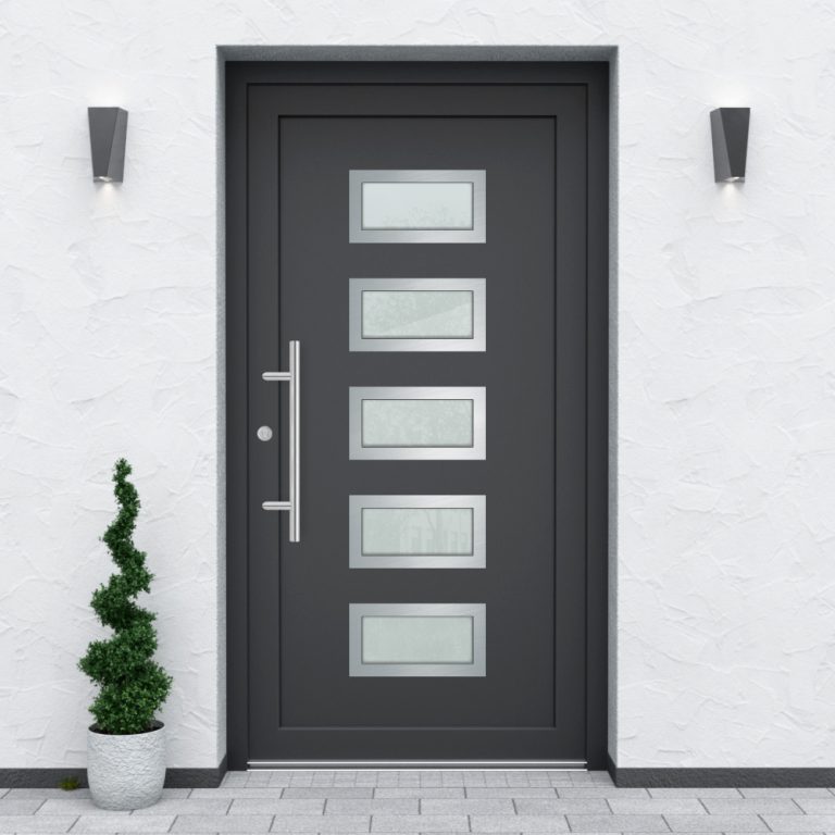 Türfüllung Design 8551 in Anthrazit mit 5 Glaseinsätzen
