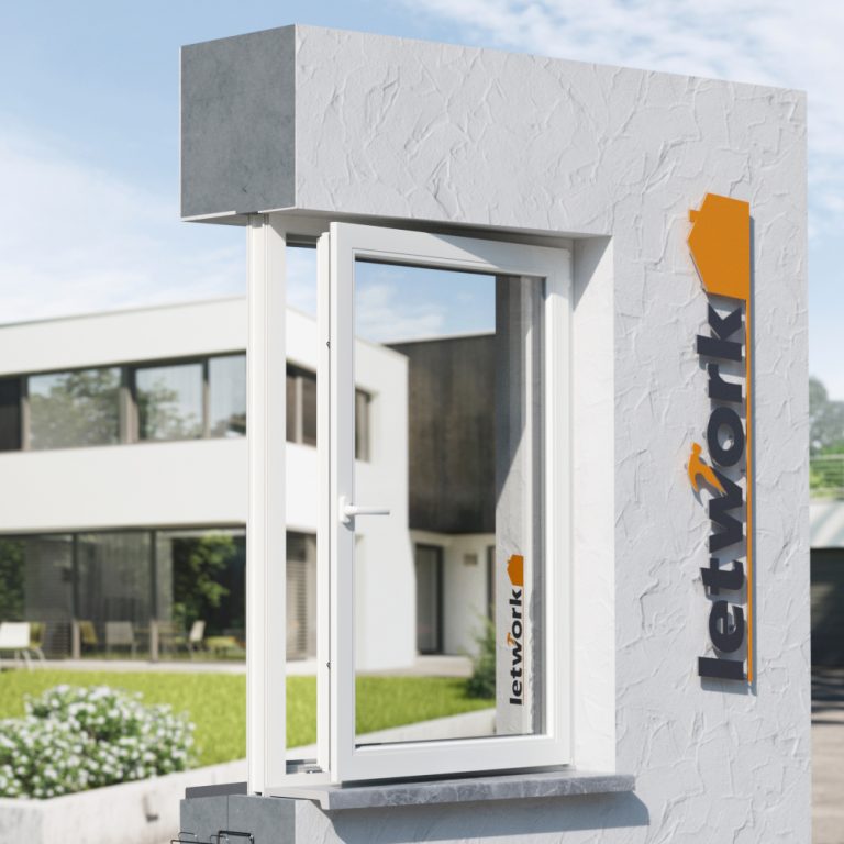 Kunststofffenster VEKA 82 MD in Gesamtansicht als Ausstellungsprodukt